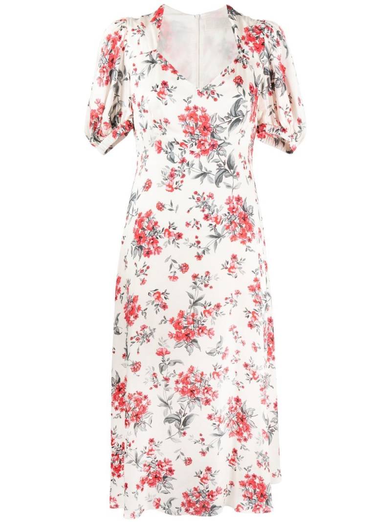 JANE Paradise scatter-flower-print midi dress - White von JANE