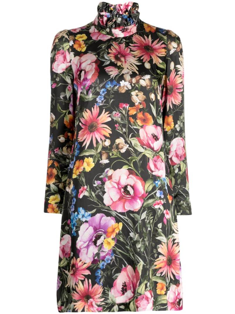 JANE Romeo floral-print shift minidress - Black von JANE