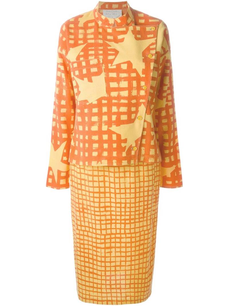 JC de Castelbajac Pre-Owned 1980s grid-pattern jacket and skirt set - Yellow von JC de Castelbajac Pre-Owned