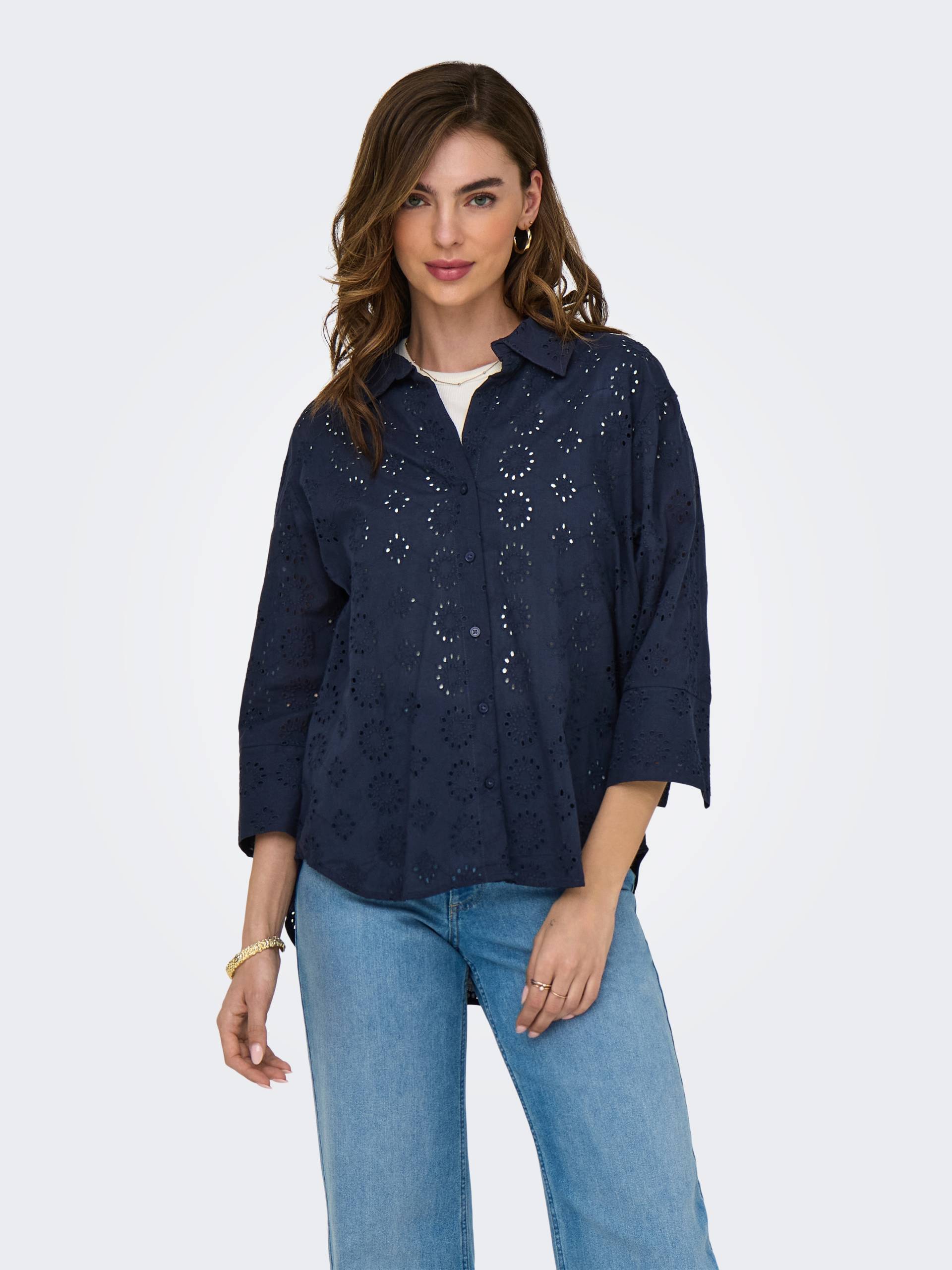 JDY Hemdbluse »JDYTALLIE 3/4 LONG SHIRT WVN NOOS«, mit Lochstickerei-Detail JDY Hemdbluse »JDYTALLIE 3/4 LONG SHIRT WVN NOOS«, mit Lochstickerei-Detail von JDY