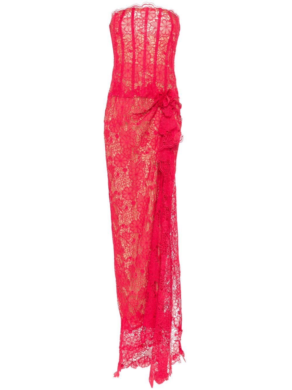 JEAN-LOUIS SABAJI floral-appliqué dress - Red von JEAN-LOUIS SABAJI