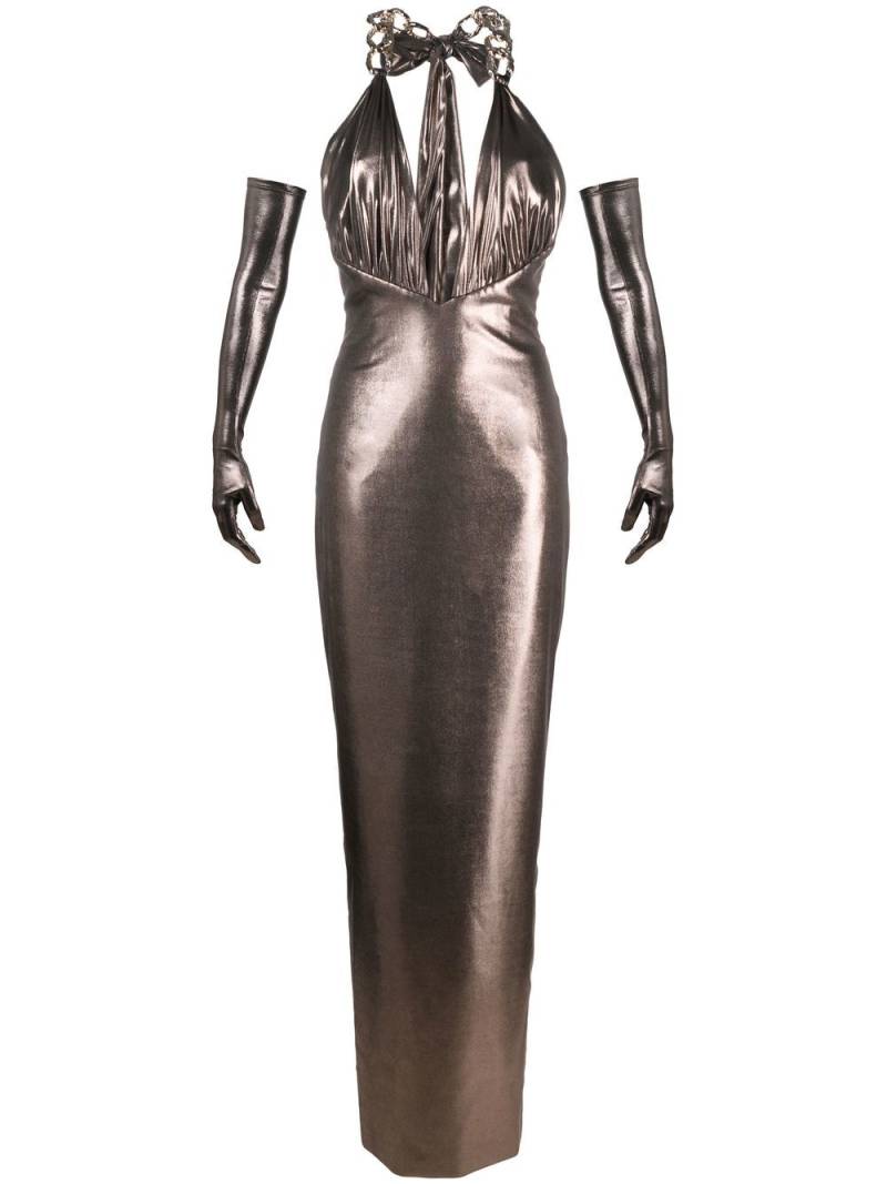 JEAN-LOUIS SABAJI metallic-effect sleeveless maxi dress - Brown von JEAN-LOUIS SABAJI