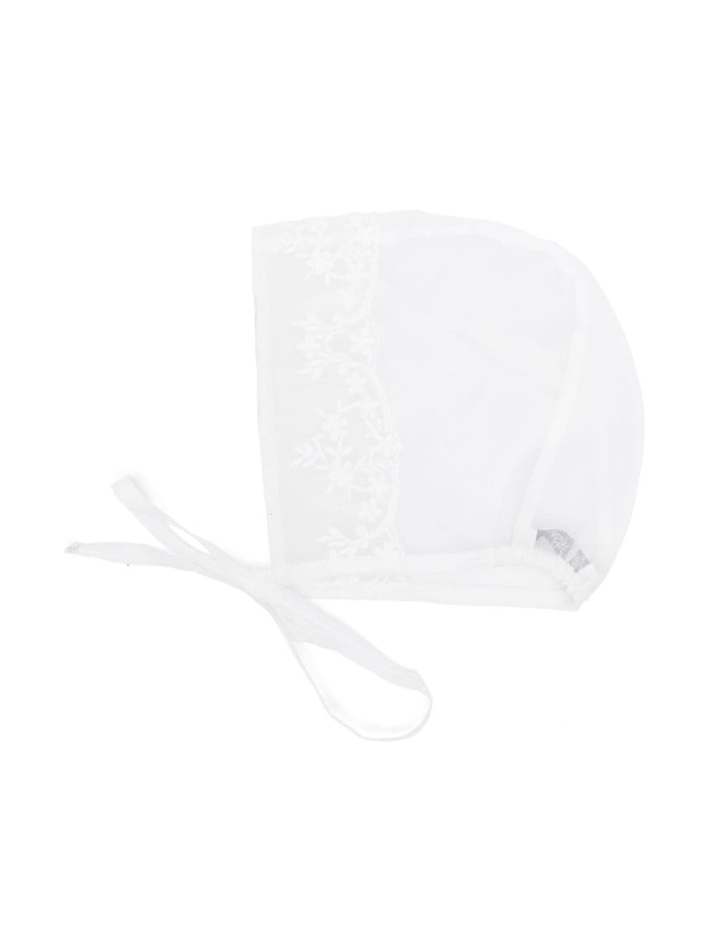 JESURUM BABY floral-embroidery knitted hat - White