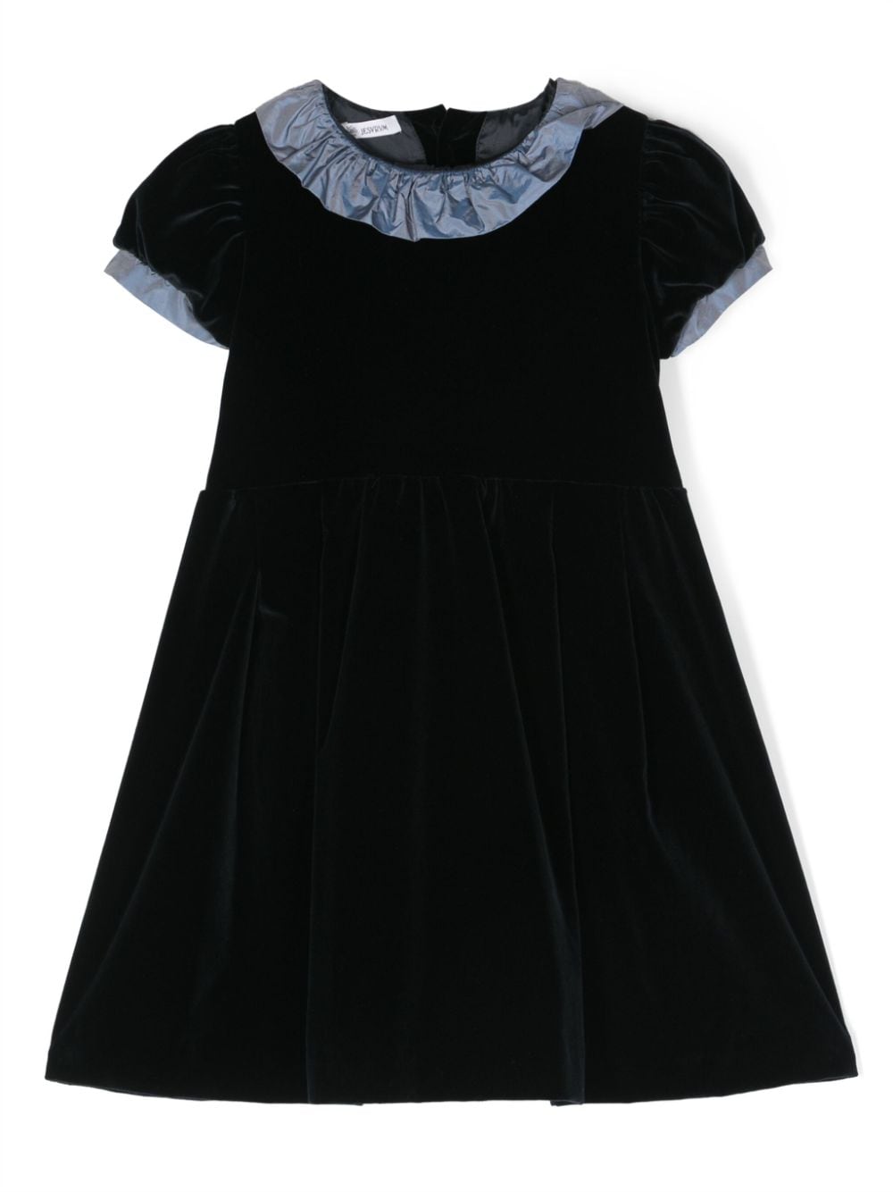 JESURUM BABY ruffled-trim short-sleeve velvet dress - Blue von JESURUM BABY