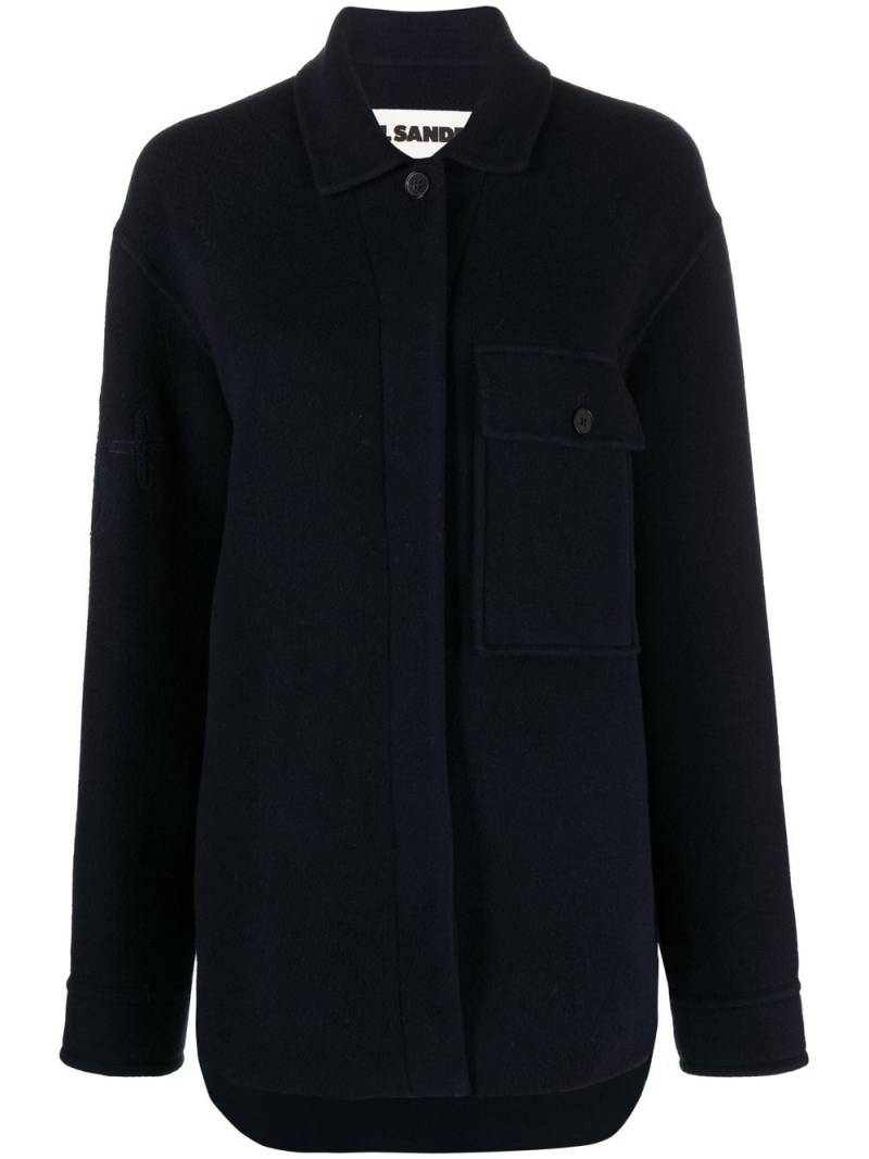 Jil Sander flocked-monogram wool jacket - Blue von Jil Sander