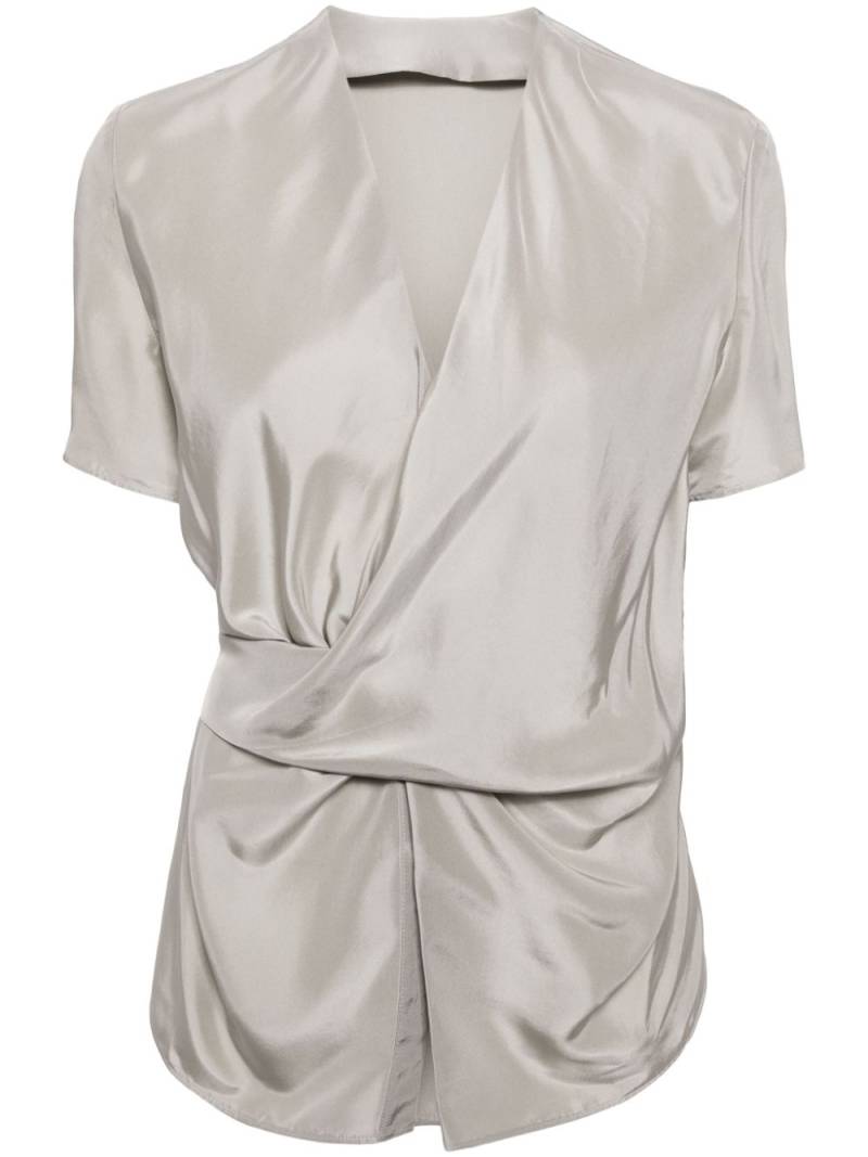 JNBY V-neck silk wrap blouse - Grey von JNBY