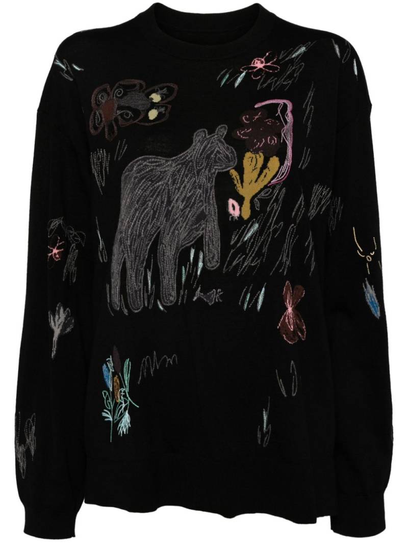 JNBY graphic-embroidered long-sleeved jumper - Black von JNBY