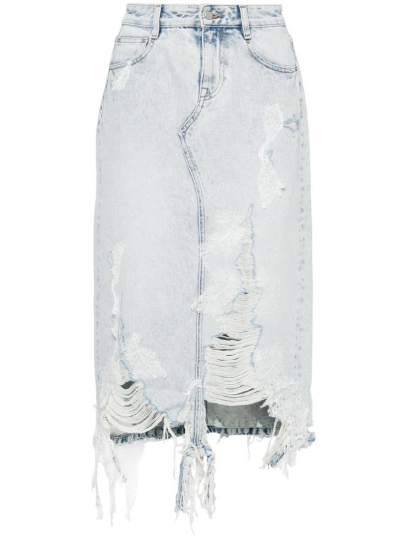 JNBY lace patchwork denim long skirt - Blue von JNBY