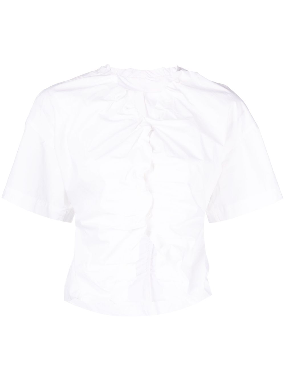 JNBY ruched short-sleeve cotton blouse - White von JNBY