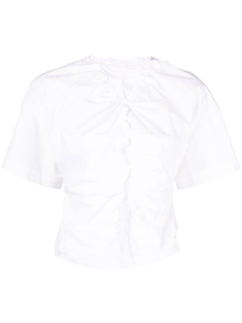 JNBY ruched short-sleeve cotton blouse - White von JNBY