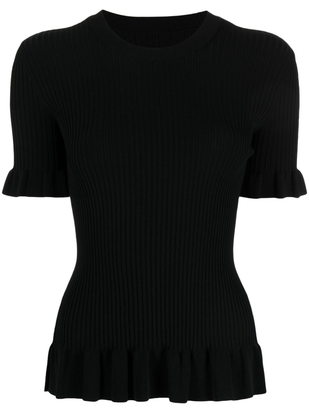 JNBY ruffle-trim ribbed knitted top - Black von JNBY