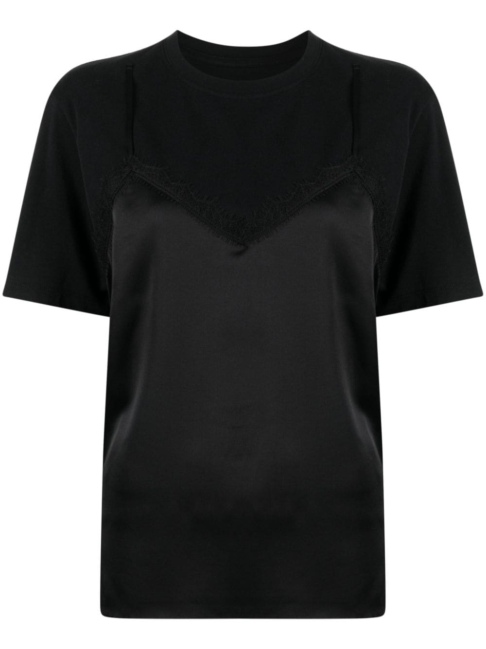 JNBY satin-panel layered T-shirt - Black