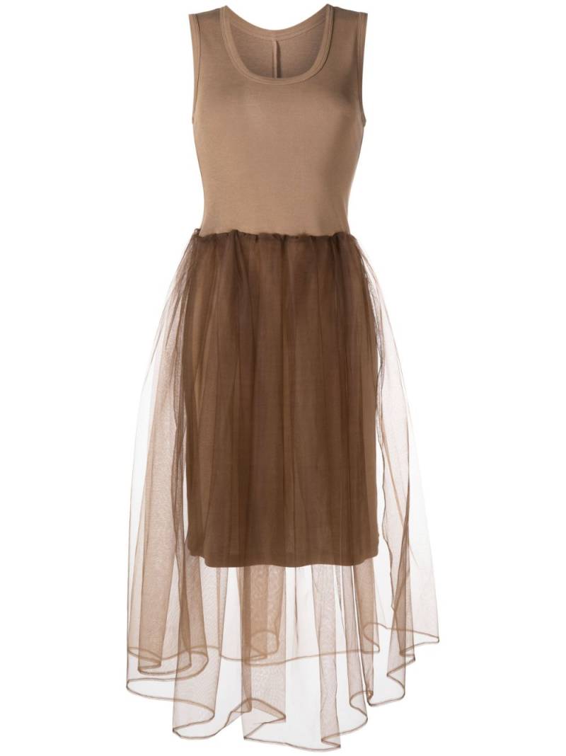 JNBY sheer-overlay sleeveless midi dress - Brown von JNBY