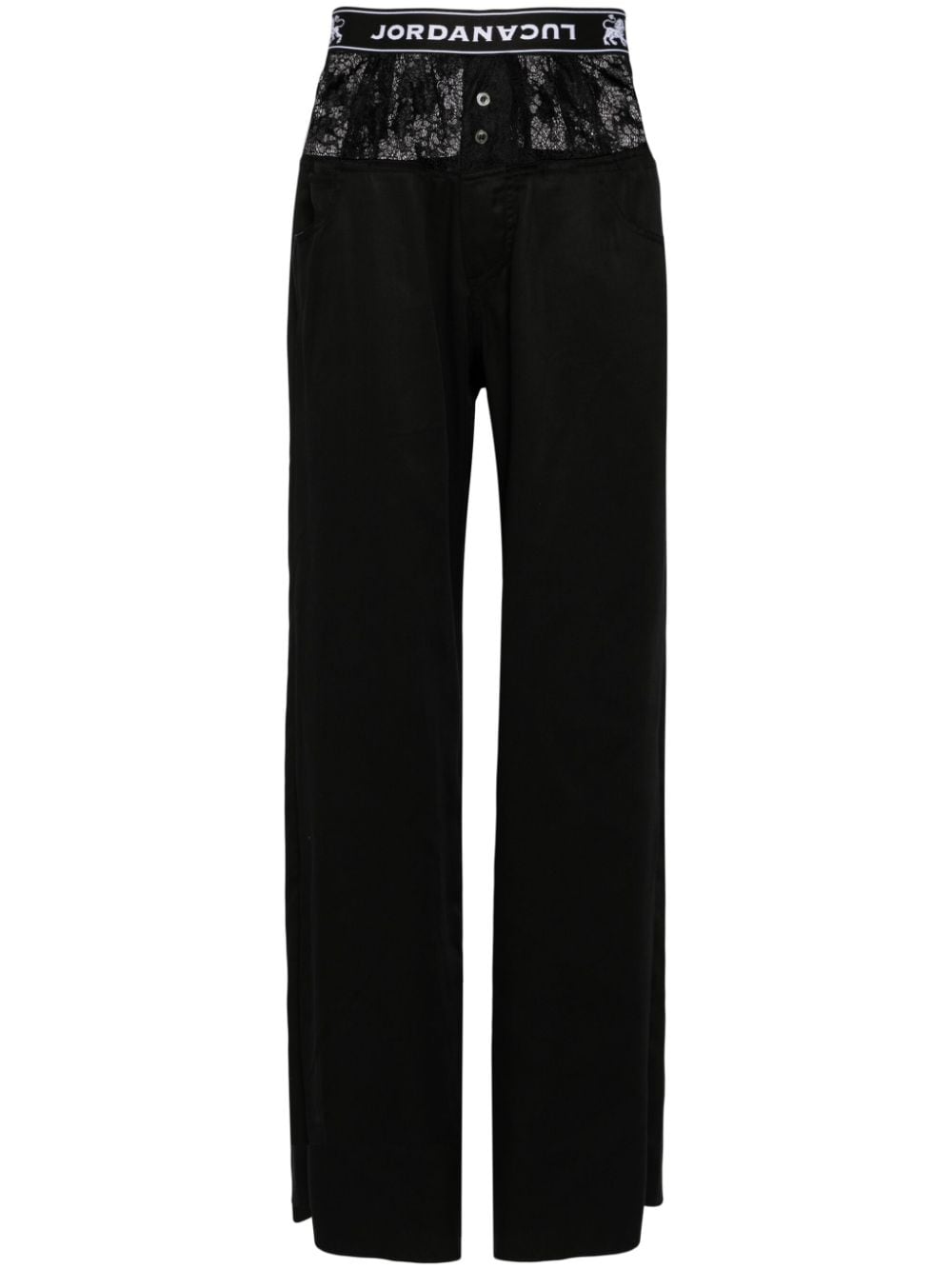 JORDANLUCA Audit logo-waistband trousers - Black von JORDANLUCA