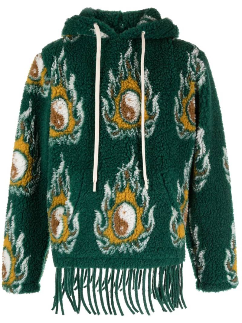 JORDANLUCA Cosmo patterned-jacquard drawstring hoodie - Green von JORDANLUCA