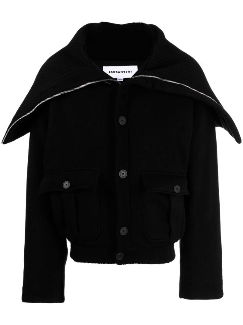 JORDANLUCA long-collar buttoned jacket - Black von JORDANLUCA