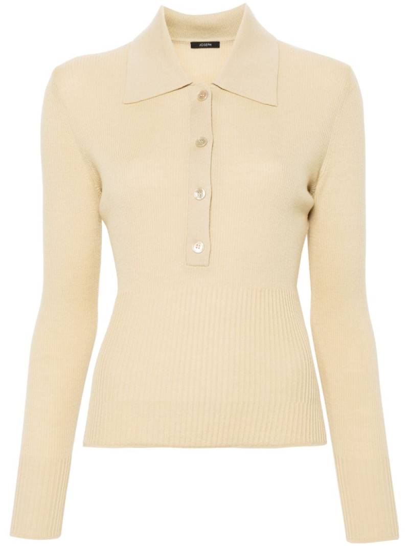 JOSEPH ribbed wool polo top - Neutrals von JOSEPH