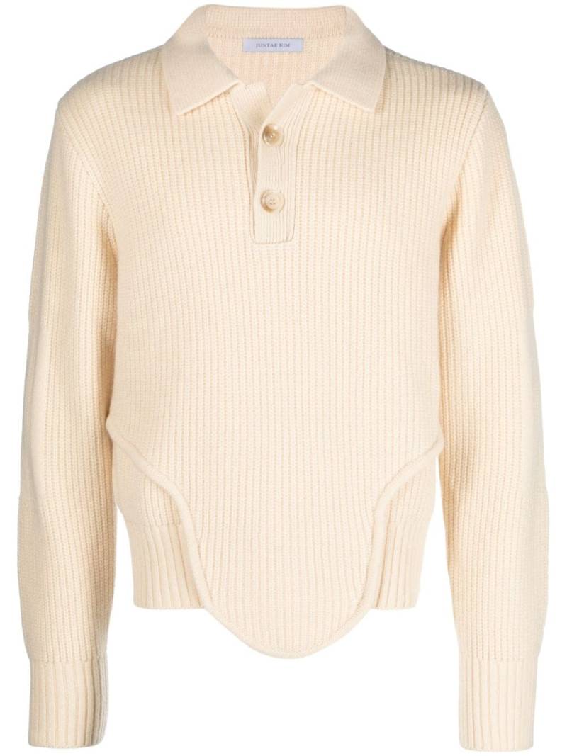 JUNTAE KIM Corset ribbed-knit jumper - Neutrals von JUNTAE KIM