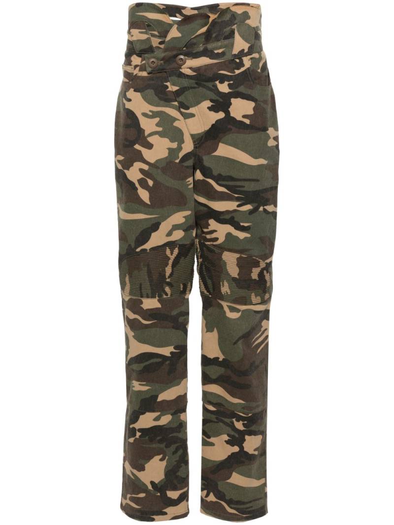 JUNTAE KIM cut-out detail cotton trousers - Green von JUNTAE KIM