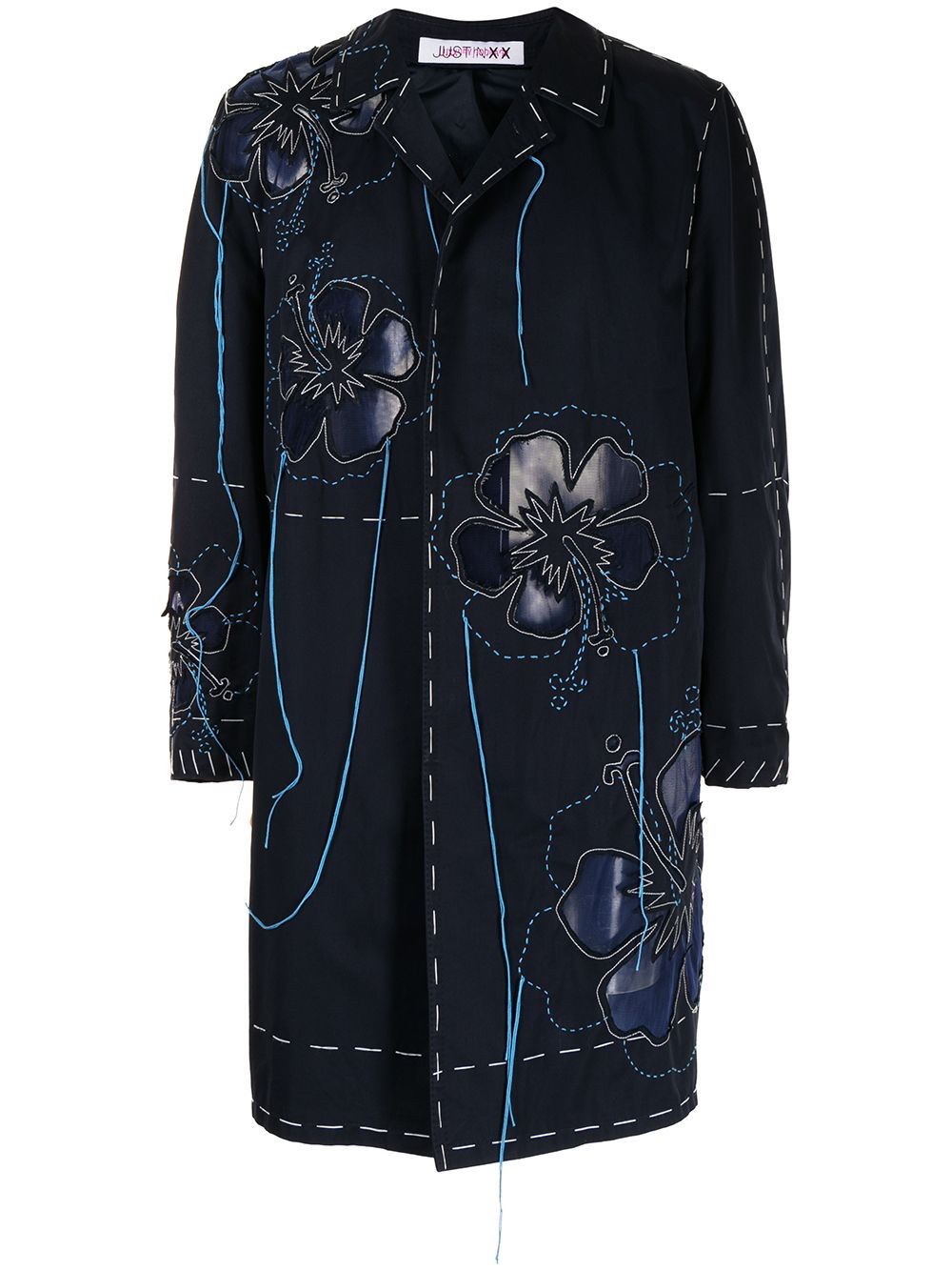 JUST IN XX contrast-stitching spread-collar coat - Blue von JUST IN XX