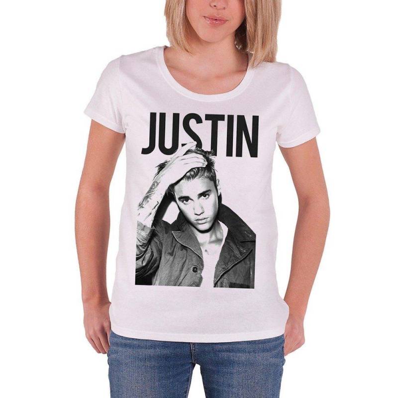 JUSTIN BIEBER - Bold TShirt, für Damen, Weiss, Größe L von JUSTIN BIEBER