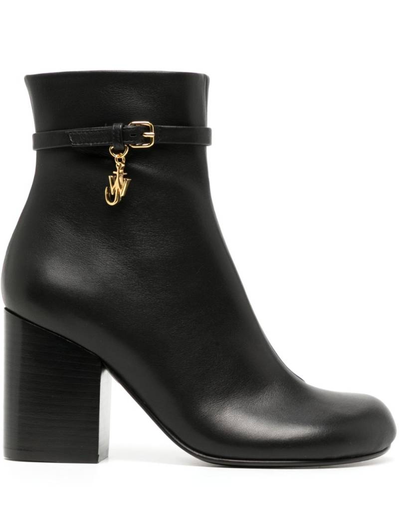 JW Anderson 80mm logo-charm leather boots - Black von JW Anderson