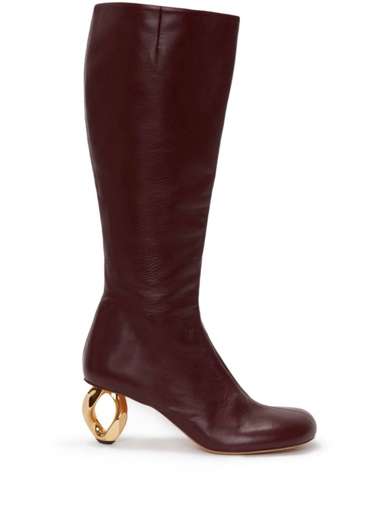 JW Anderson Chain-heel 75mm leather boots - Red von JW Anderson