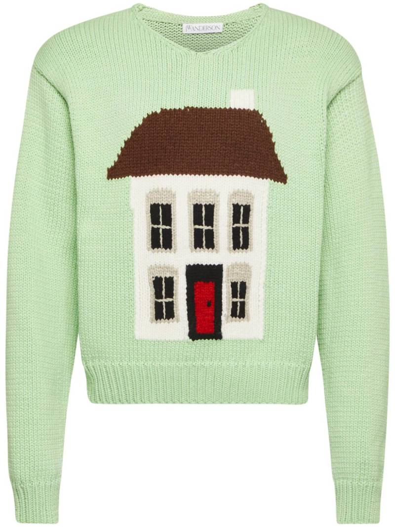 JW Anderson House-intarsia sweater - Green von JW Anderson