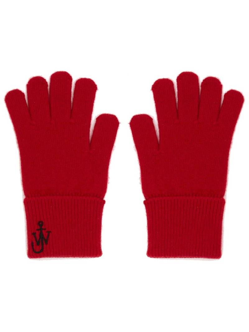 JW Anderson JW anchor-logo knit gloves - Red von JW Anderson