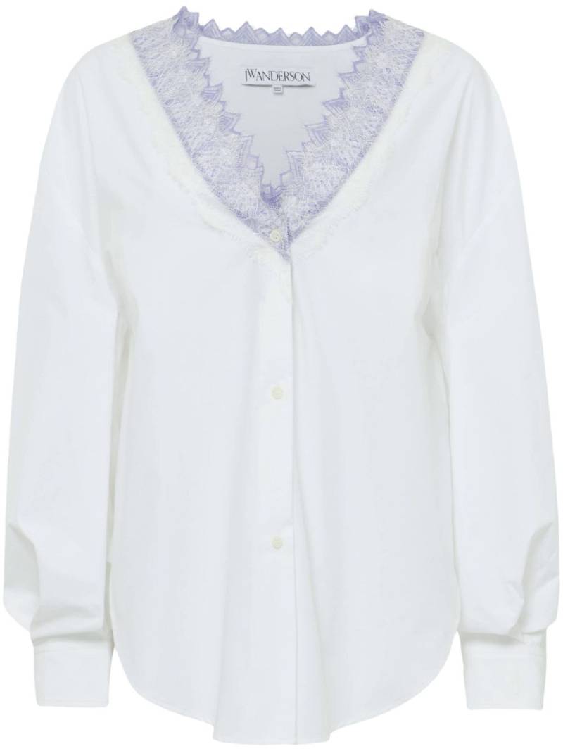 JW Anderson V-neck lace-trim shirt - White von JW Anderson