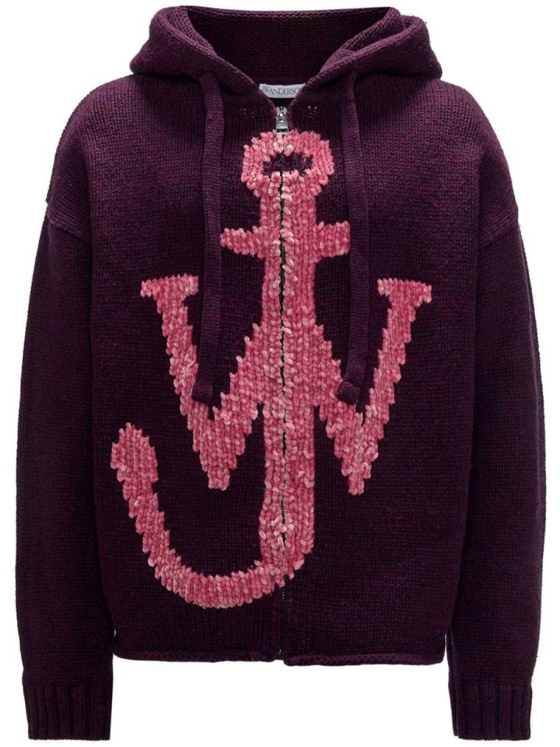 JW Anderson anchor-logo zip hoodie - Purple von JW Anderson