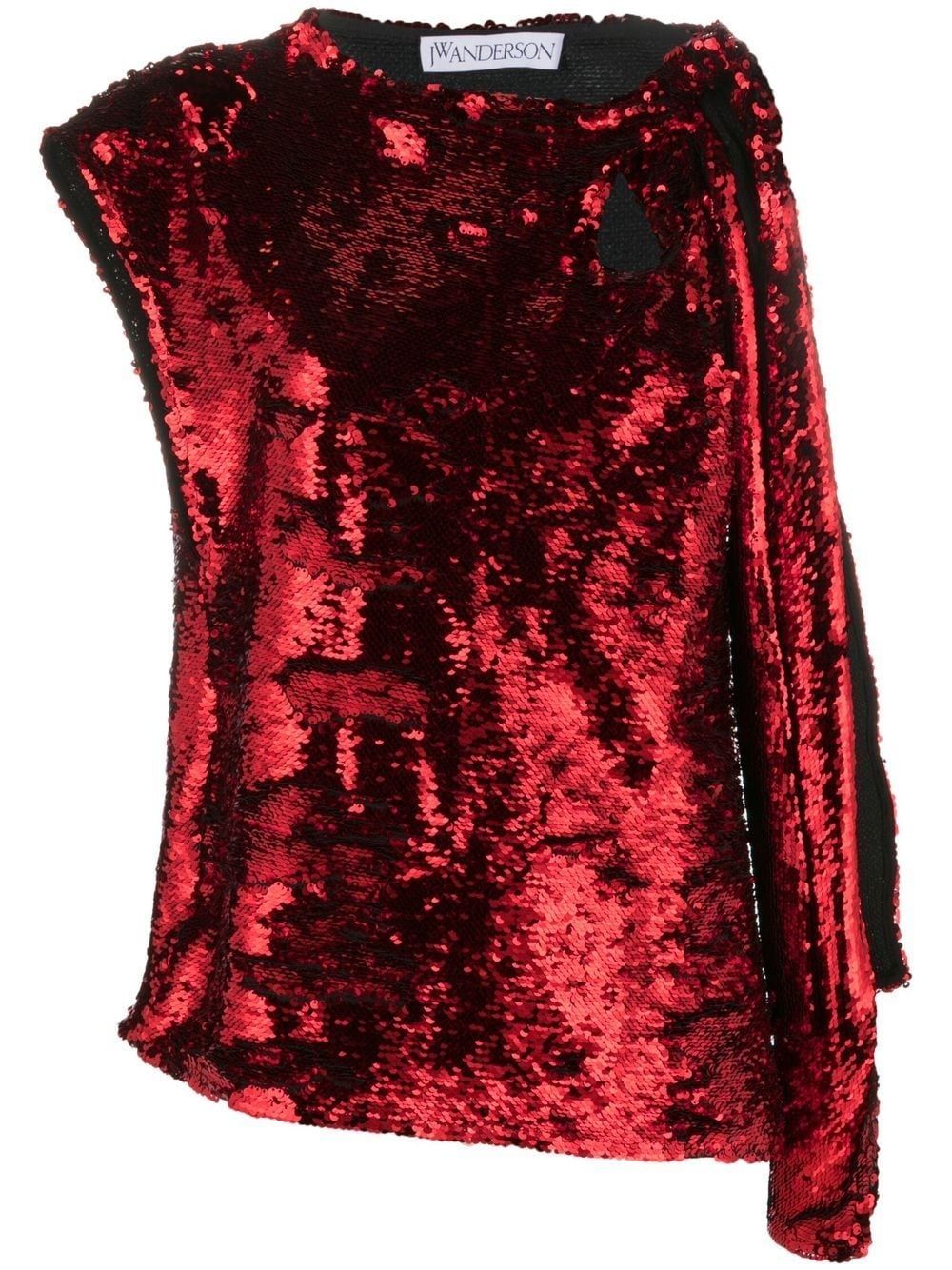 JW Anderson draped-detail sequined blouse - Red von JW Anderson