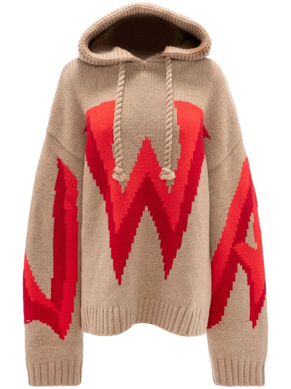 JW Anderson gothic logo intarsia hoodie - Neutrals von JW Anderson