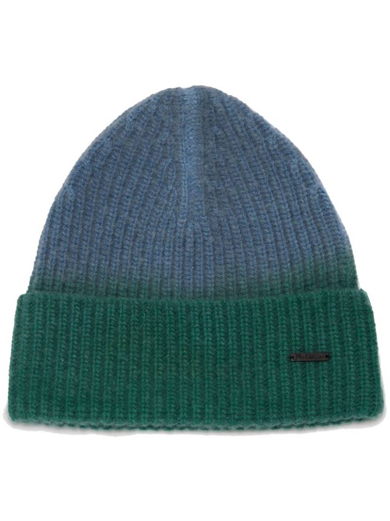 JW Anderson gradient-effect ribbed beanie - Blue von JW Anderson