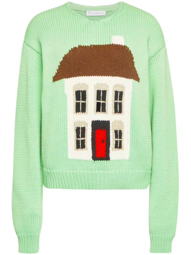 JW Anderson house-intarsia jumper - Green von JW Anderson