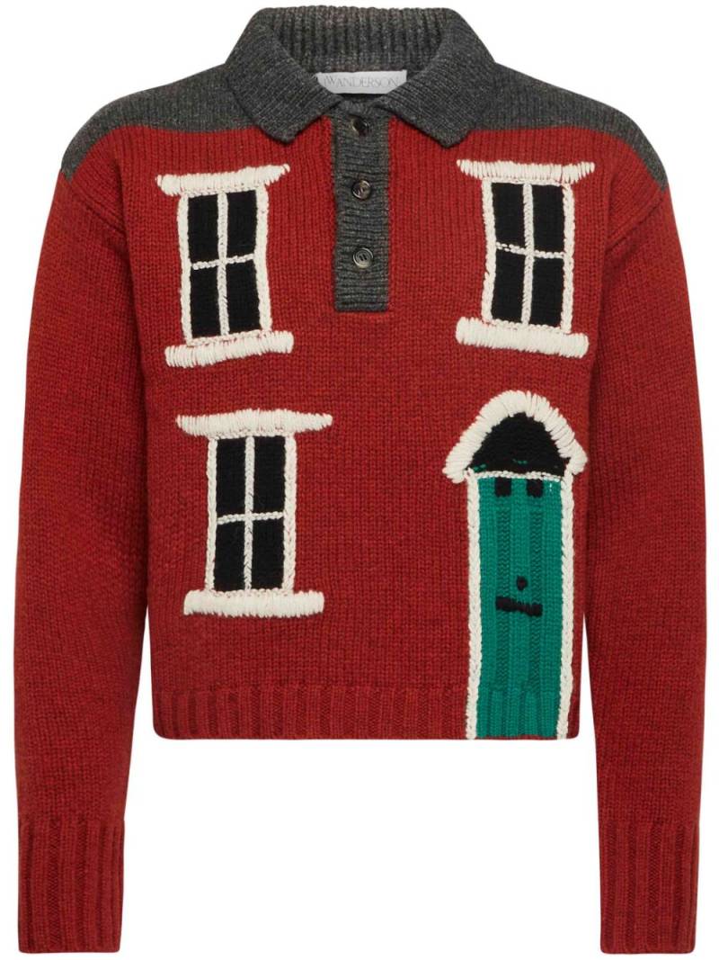 JW Anderson house-intarsia polo jumper - Red von JW Anderson