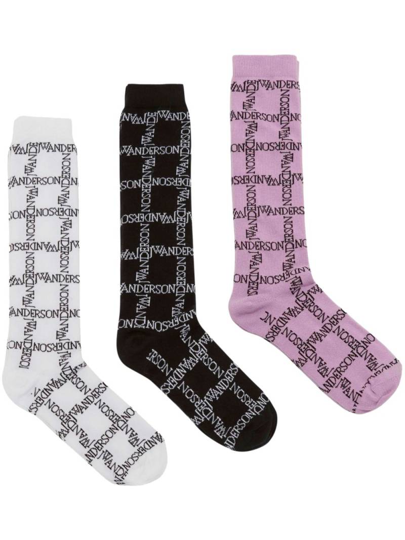 JW Anderson intarsia-knit logo socks (pack of three) - Black von JW Anderson