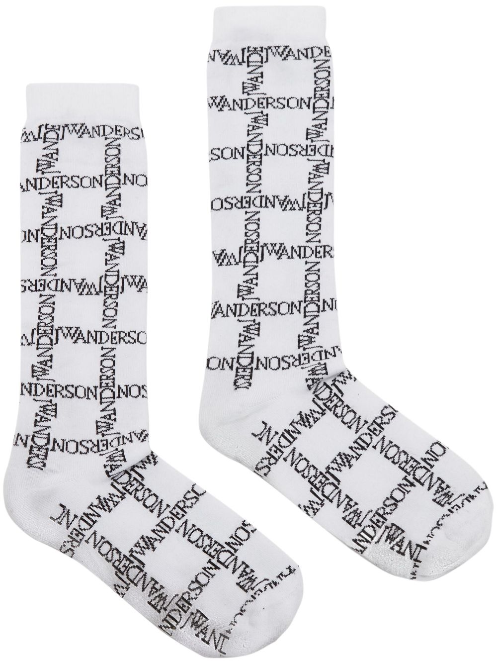 JW Anderson logo grid-print socks - White von JW Anderson