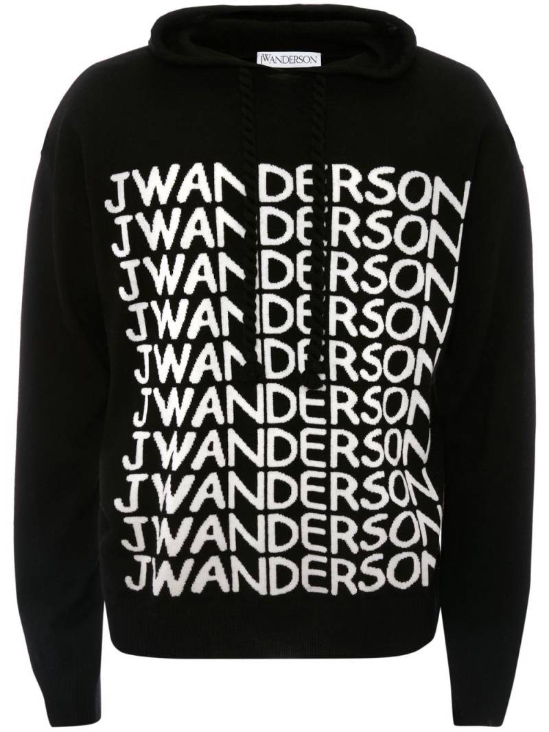 JW Anderson intarsia-logo long-sleeve hoodie - Black von JW Anderson