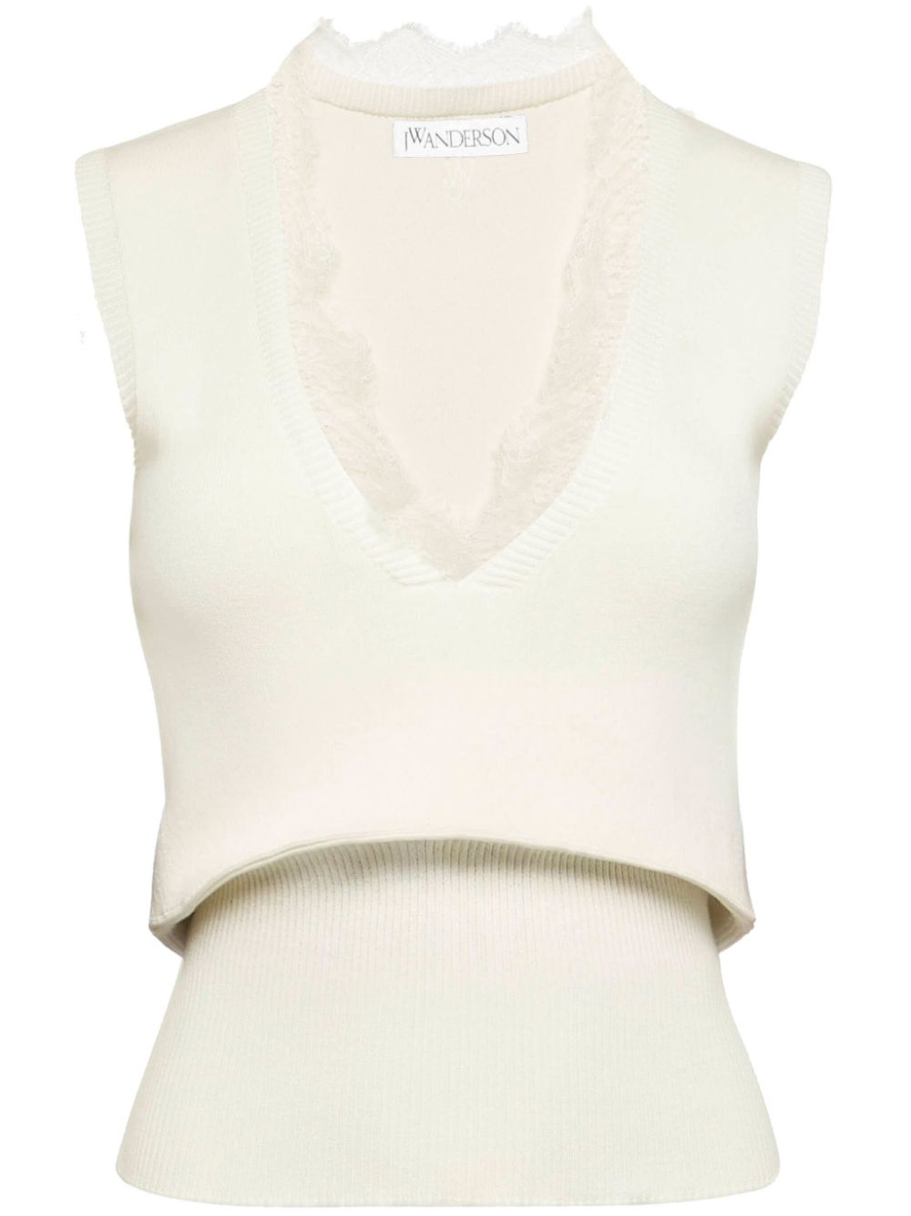 JW Anderson lace-trim knit top - Neutrals von JW Anderson