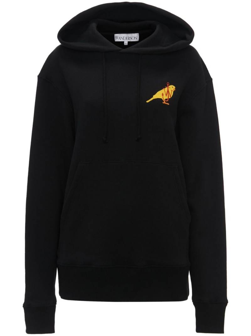 JW Anderson logo-embroidered organic cotton hoodie - Black von JW Anderson