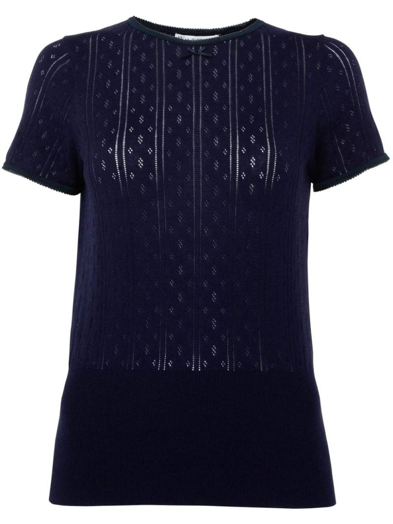 JW Anderson logo-embroidered pointelle top - Blue von JW Anderson