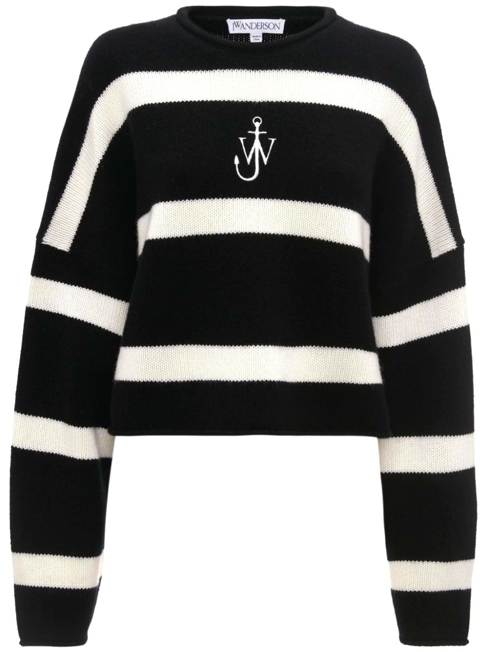 JW Anderson logo-embroidered striped jumper - Black von JW Anderson