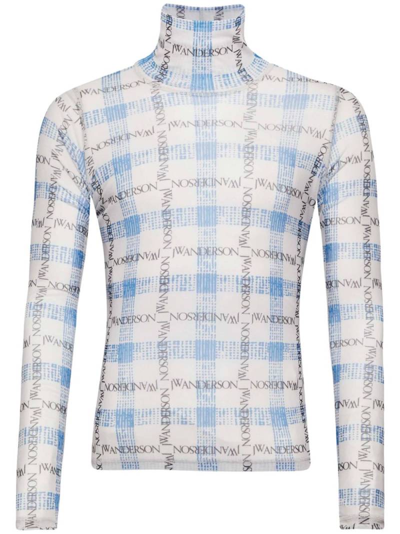 JW Anderson logo grid-print T-shirt - Blue von JW Anderson