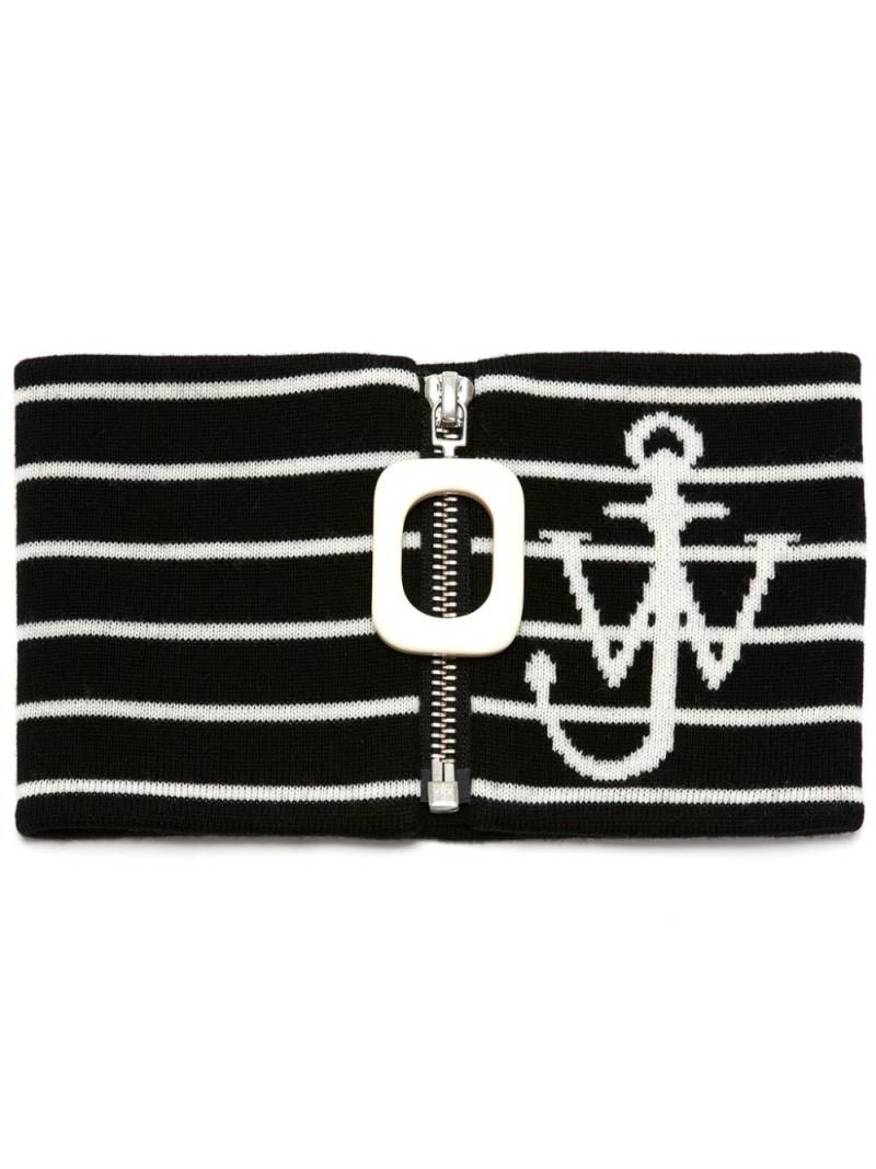 JW Anderson logo-jacquard striped neckband - Black von JW Anderson