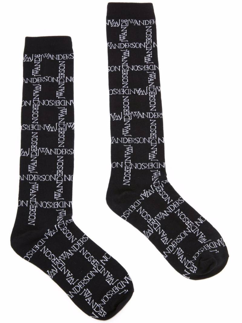 JW Anderson logo grid-print socks - Black von JW Anderson