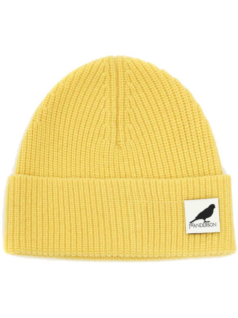 JW Anderson logo-patch knit beanie - Yellow von JW Anderson