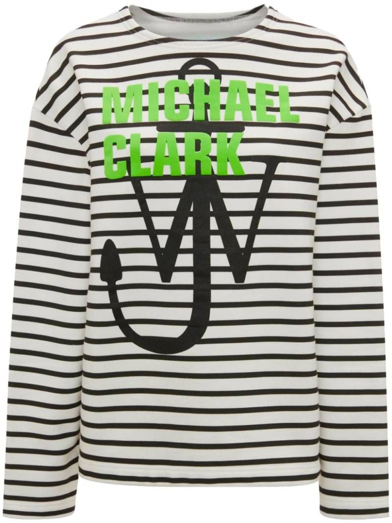 JW Anderson logo-print striped cotton sweatshirt - White von JW Anderson