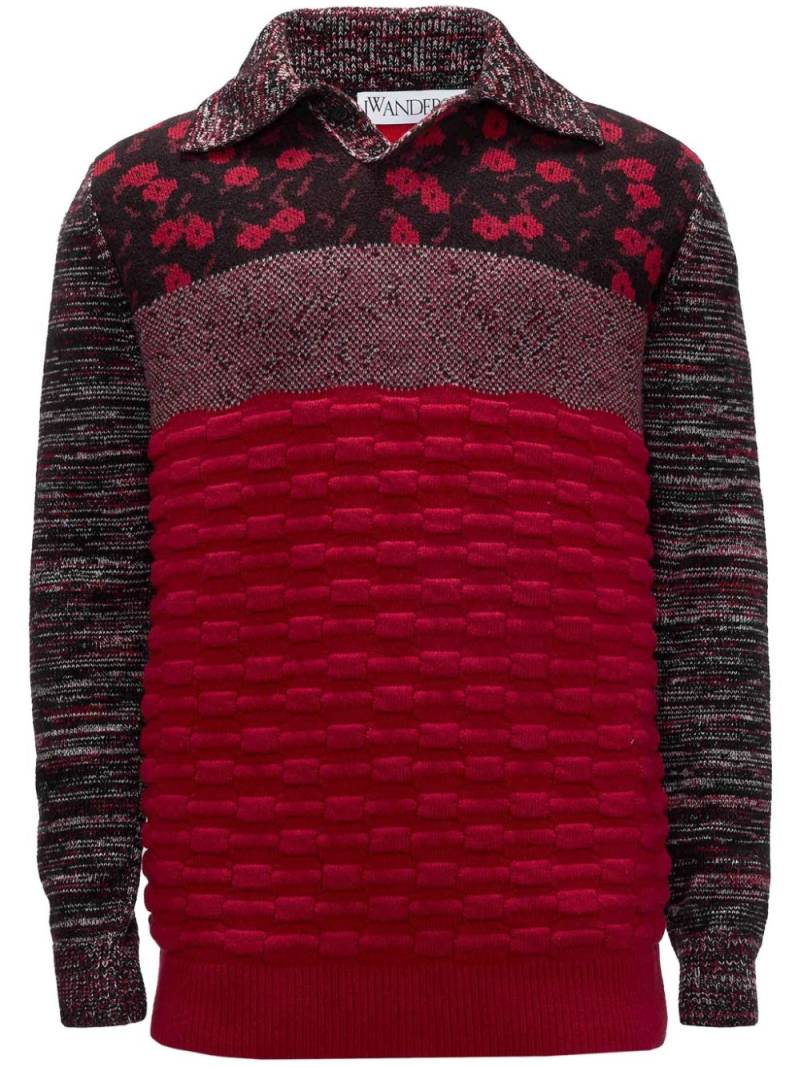 JW Anderson multi-texture polo shirt - Red von JW Anderson