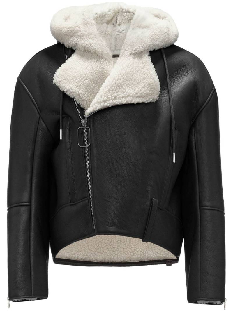 JW Anderson shearling-trim leather biker jacket - Black von JW Anderson